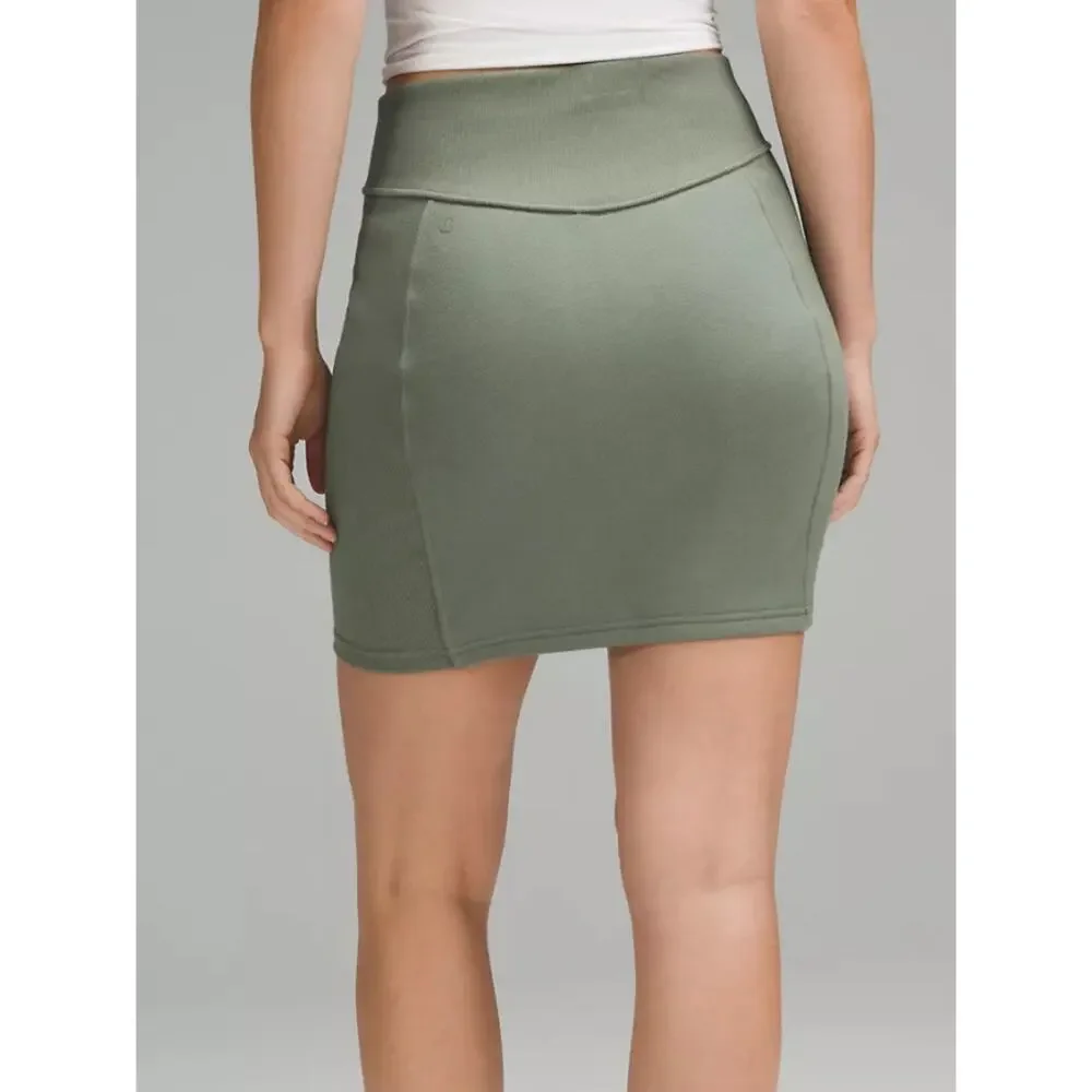 Lululemon Grey‎ Eucalyptus Scuba High-Rise Mini Skirt size XL NWT